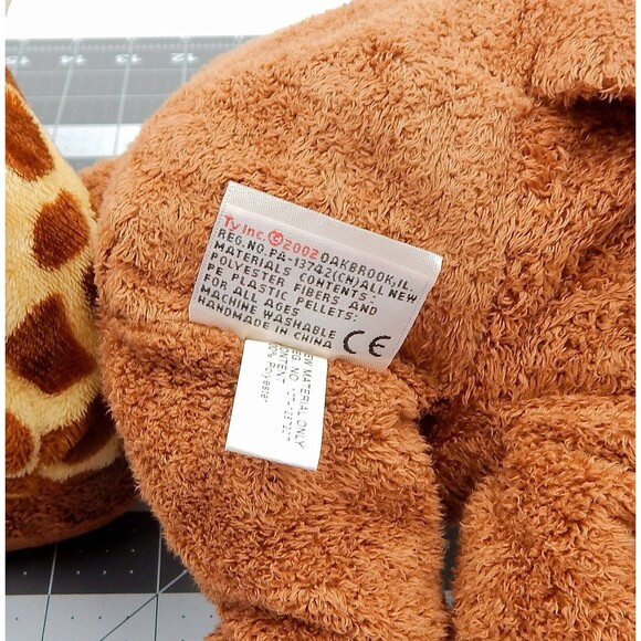 Ty Pluffies Tylux Giraffe Monkey Beanbag Terry Plush Stuffed Animal Pair - Picture 12 of 13